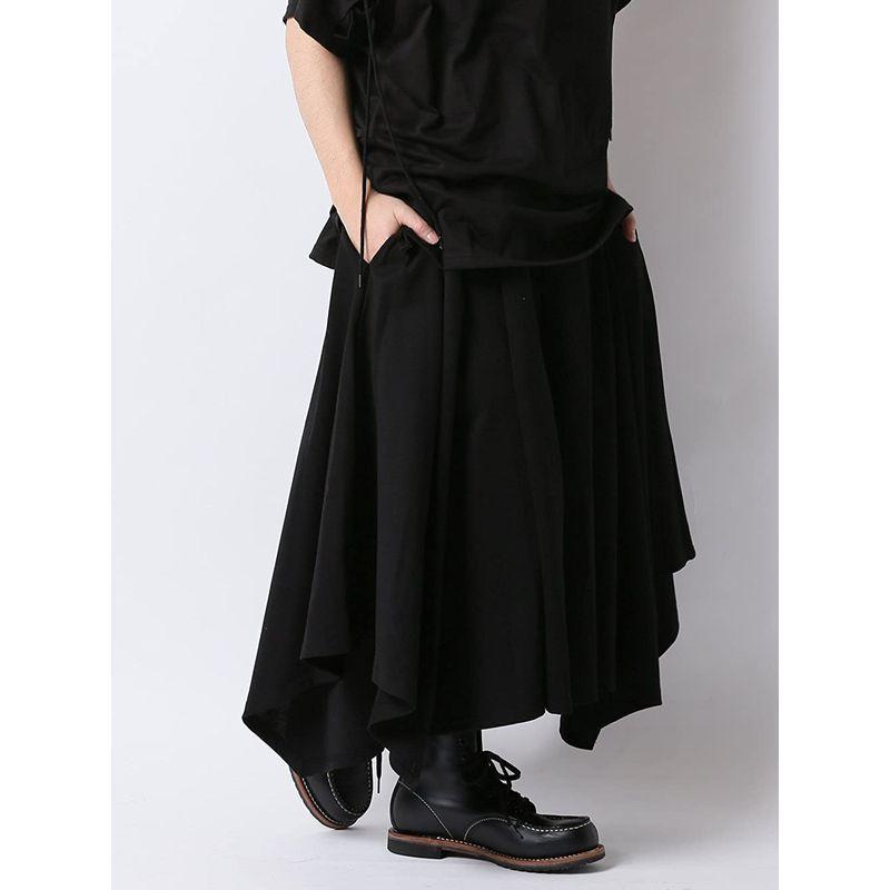 人気 モード系 ロング丈 ワイドパンツ アズスーパーソニック アシメ F 黒 メンズ 日本製 ガウチョ その他ボトムス パンツ