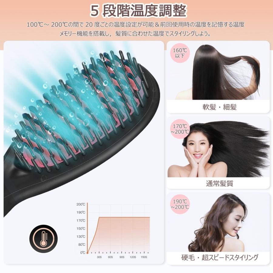 MF株】ストレートアイロン ブラシ型ヘアアイロン 高濃度マイナスイオン