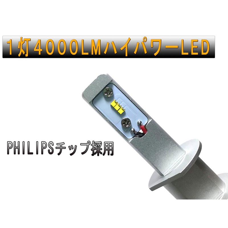LEDヘッドライト　H1　ヒートリボンタイプ　小型PHILIPSチップ搭載　4000LMx2　3か月保証　12V/24V【2651】｜mfactory-yashop｜02