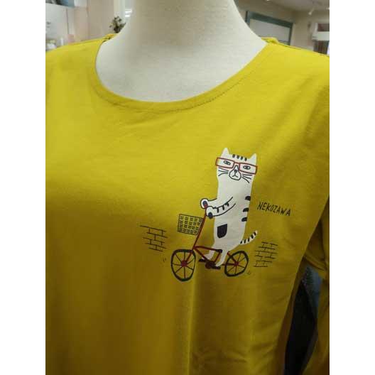 kusuguru（クスグル） ねこまるけ ネコまるけ七分袖Tシャツ 猫 : エム