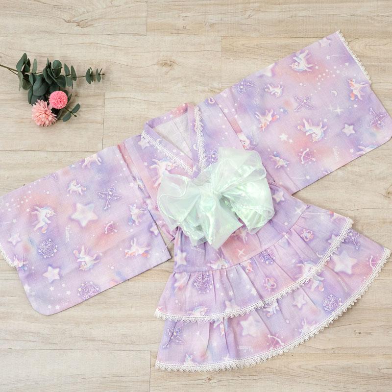 しまさん専用⭐(^^)絞りの浴衣⭐水玉、ピンク薄い紫 マザーガーデン 2024 キッズ2WAY セパレート 浴衣 《ユニコーン 星空柄