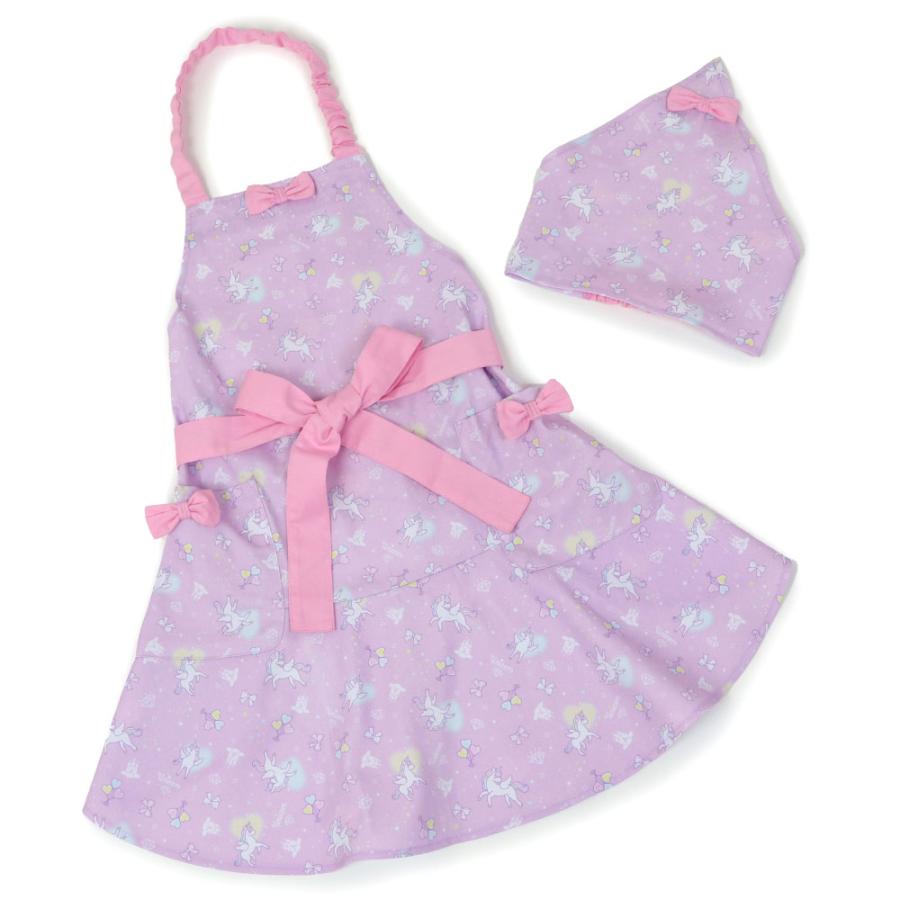 Mother garden キッズエプロン 三角巾付き セット 130cm ユニコーン 野