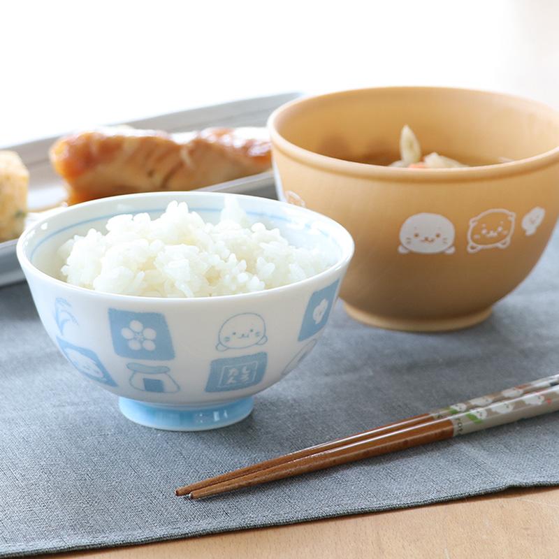 茶碗 ご飯茶碗 くっつきにくい茶碗 〔小盛りサイズ〕 しろたん 顔ぼん柄 しろたん＆らっこいぬ柄 日本製 食洗機対応 お茶碗 子供食器 キッズ 子供 男の子 女の子｜mg-sweet｜15