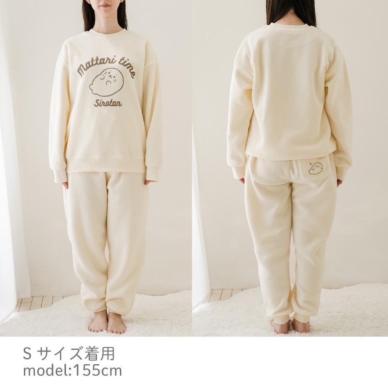 Mother garden フリースルームウェア上下セット しろたん S M L Mother garden フリースルームウェア上下セット しろたん S M L