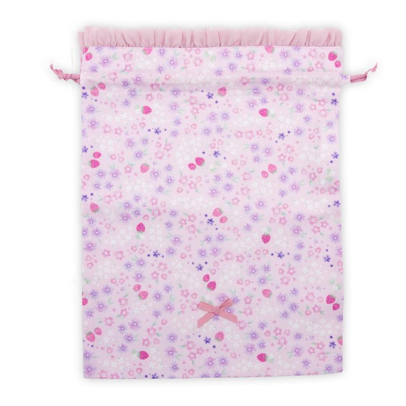 Mother garden（マザーガーデン） 野いちご 巾着 Mサイズ 小花いちご柄