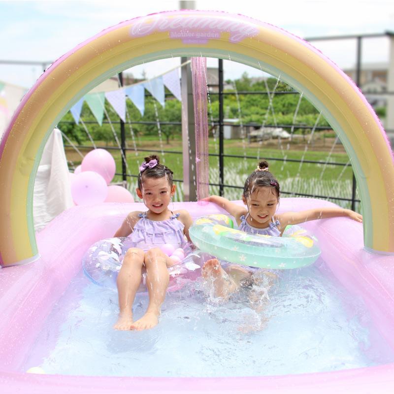 セールSALE プール キッズプール シャワーアーチ付き ユニコーン レインボープール 136×176×高さ112cm 水遊びプール ビニールプールの画像