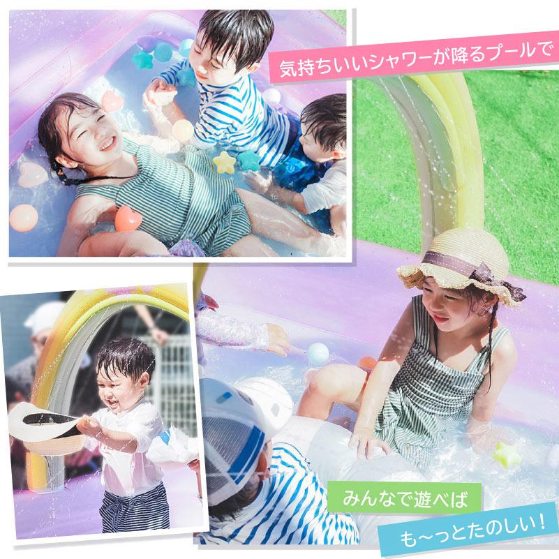 セールSALE プール キッズプール シャワーアーチ付き ユニコーン レインボープール 136×176×高さ112cm 水遊びプール ビニールプールの画像