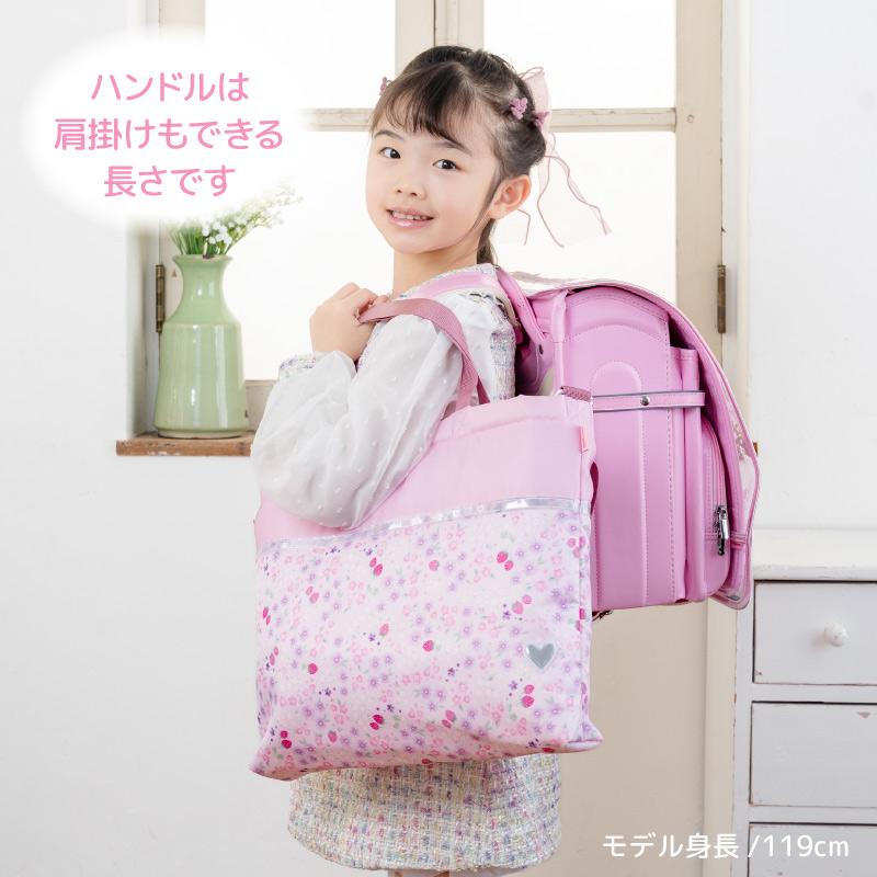 帆布レッスンバックセット苺ポンポンブレード付き入園準備入学準備女の子手提げ袋 Mother garden（マザーガーデン） 手提げバッグ 野いちご レッスン