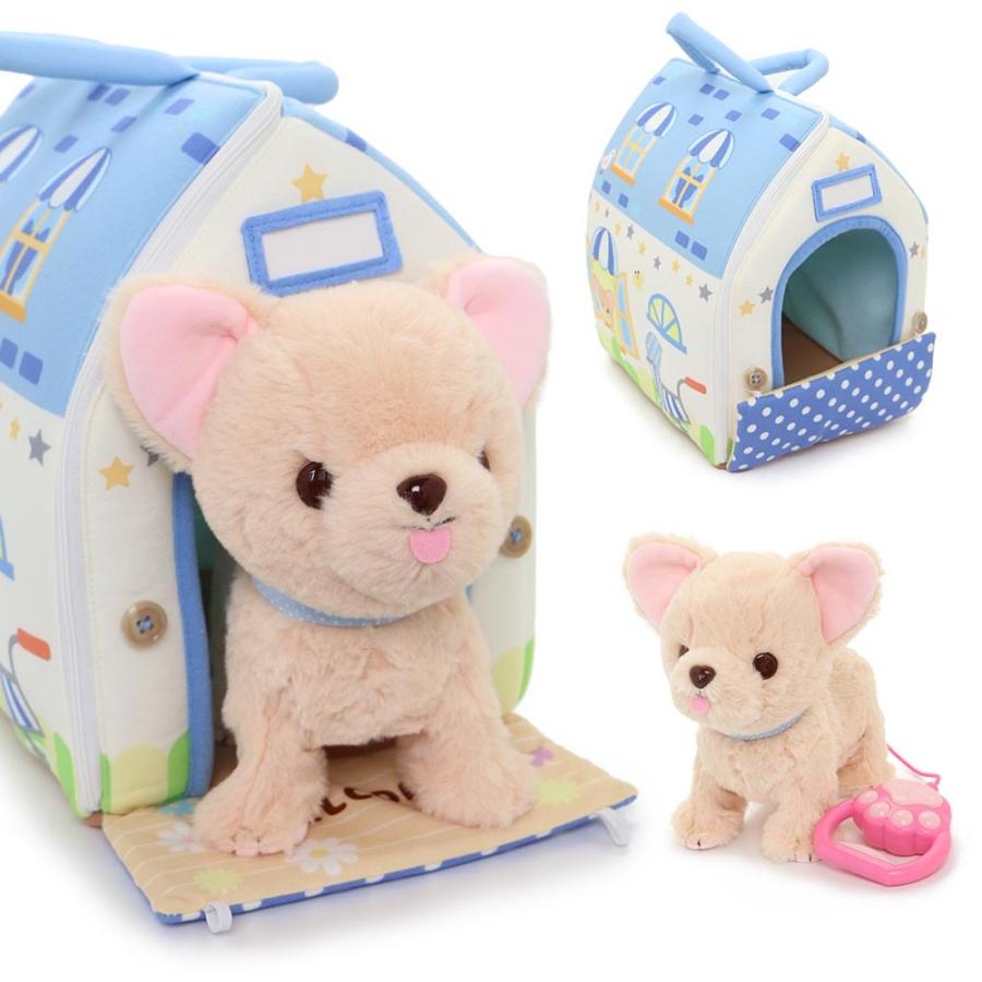 動くぬいぐるみ 動くおもちゃ 犬 ぬいぐるみ おもちゃ いっしょにお散歩チワワちゃん 水玉 水色ハウス 2点セット 動く犬のぬいぐるみ 電池で動く マザーガーデン 通販 Paypayモール