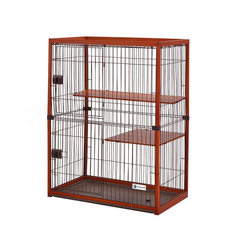 猫 ケージ キャットケージ 2段木製フレーム ハンモック付 広々大型 猫