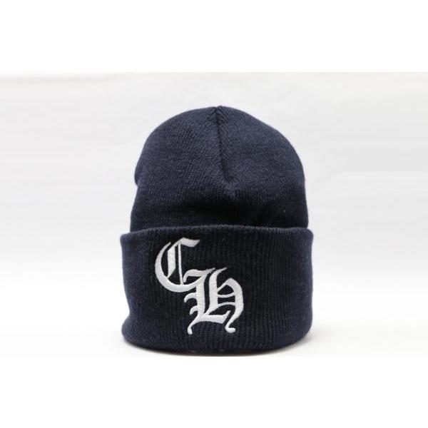 CHROME HEARTS（クロムハーツ） ニット帽子 CHロゴ ネイビー