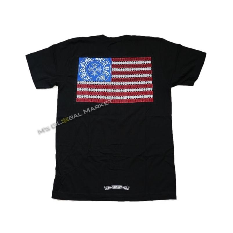 新品正規品 クロムハーツ Tシャツ ブラック 星条旗 スクロール CH 