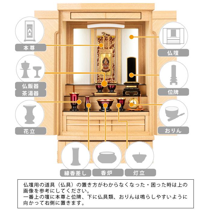 仏具セット　1 (仏具、仏壇) シンプル仏壇 プラン60 B仏壇 W75cm 選べる仏具セット : メモリアル