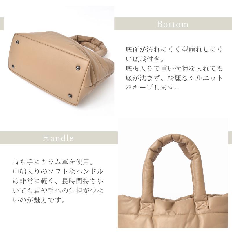 ハンドバッグ 本革 レディース キルティング トート ラムレザー 羊革