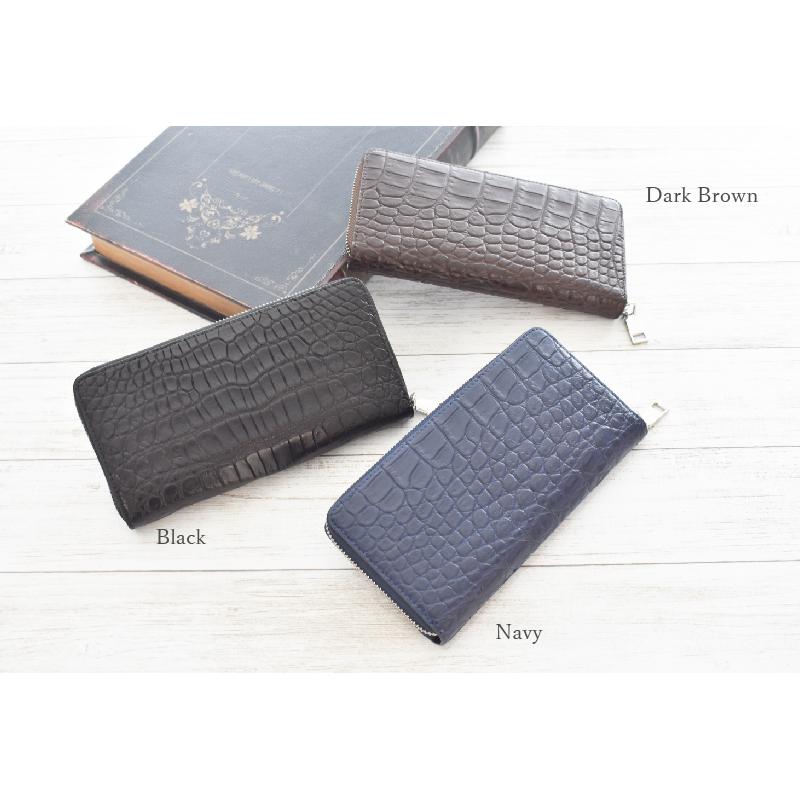 MGSABLE 長財布 クロコダイル メンズ ワニ革 ブラウン 本物 本革