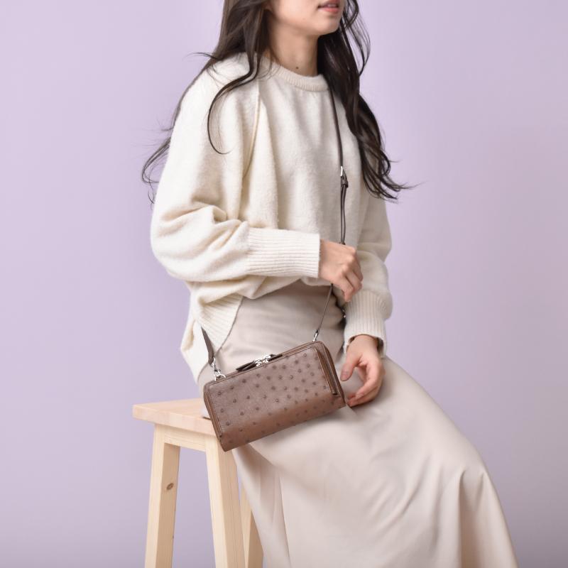 オーストリッチ お財布 ポシェット レディース 本革 フル オーストリッチ お財布 ポシェット レディース 本革 フル