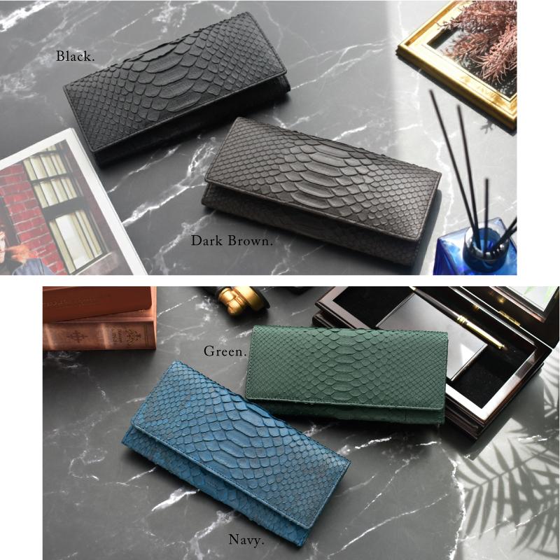 MGSABLE 長財布 パイソン 蛇革 財布 ヘビ革 メンズ 札入れ 本革 かぶせ