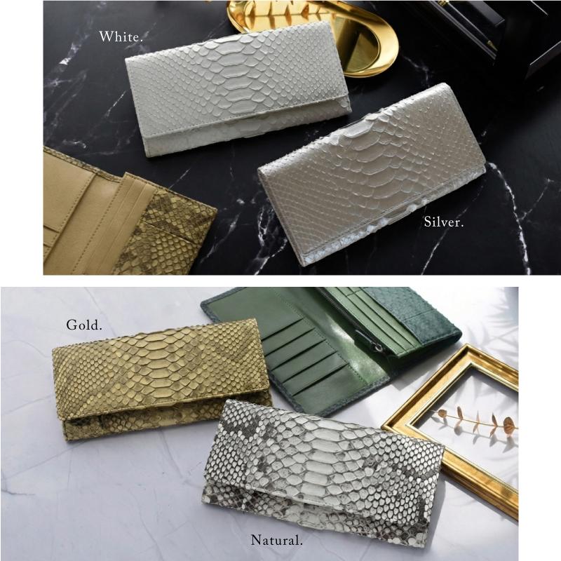 MGSABLE 長財布 パイソン 蛇革 財布 ヘビ革 メンズ 札入れ 本革 かぶせ