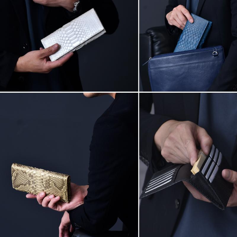 MGSABLE 長財布 メンズ パイソン 蛇革 本革 財布 薄型 軽量 100万円
