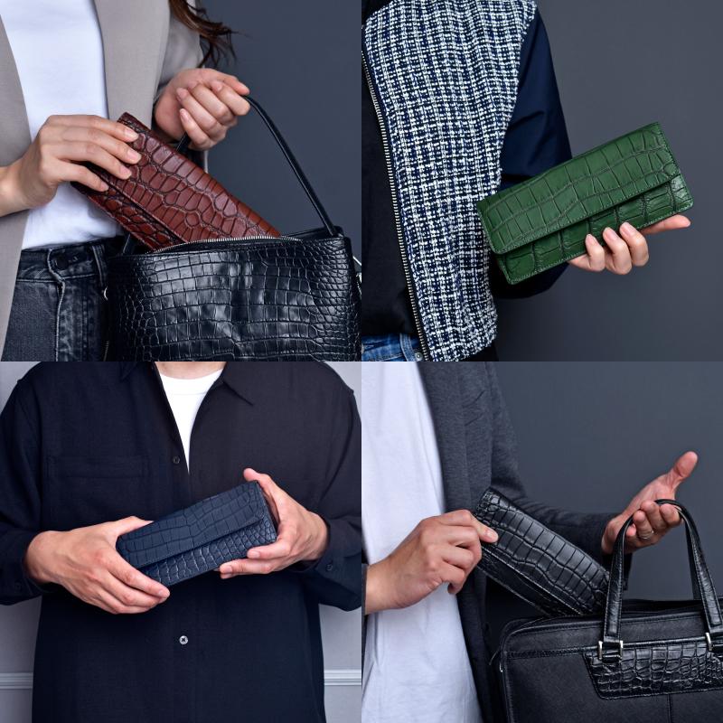 Riamasa クロコダイル 長財布 レディース ブランド 薄型 ワニ革