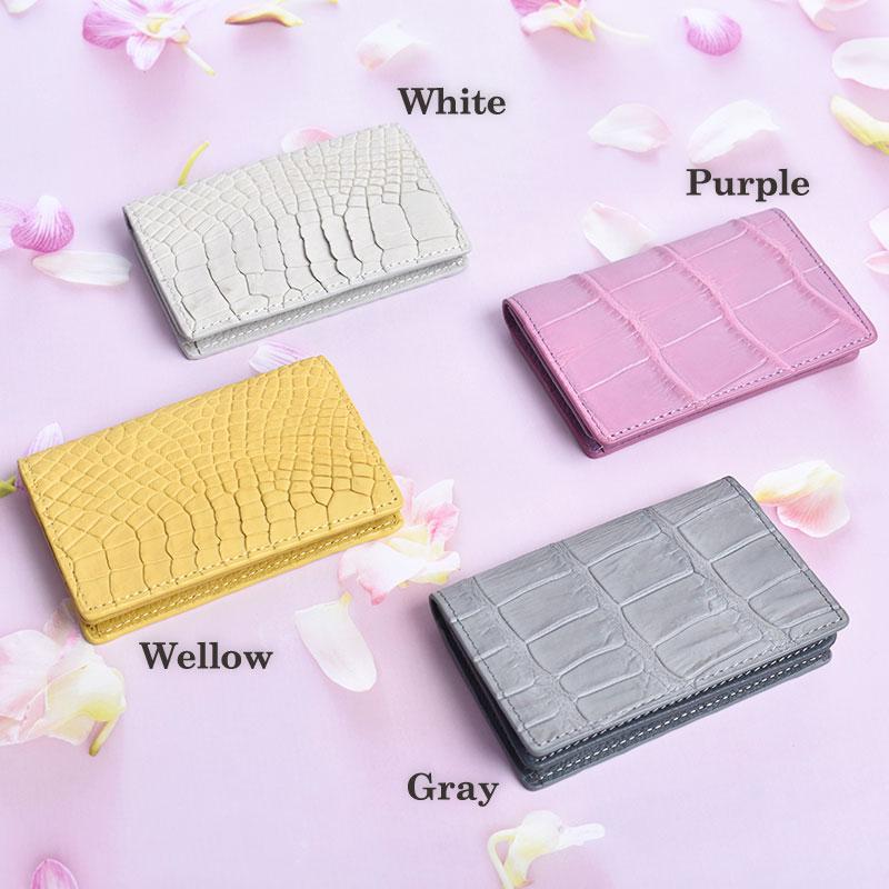 新品　クロコダイル　グラデーションピンク　名刺入れ MGSABLE 名刺入れ クロコダイル メンズ 本革 ワニ革 鰐革
