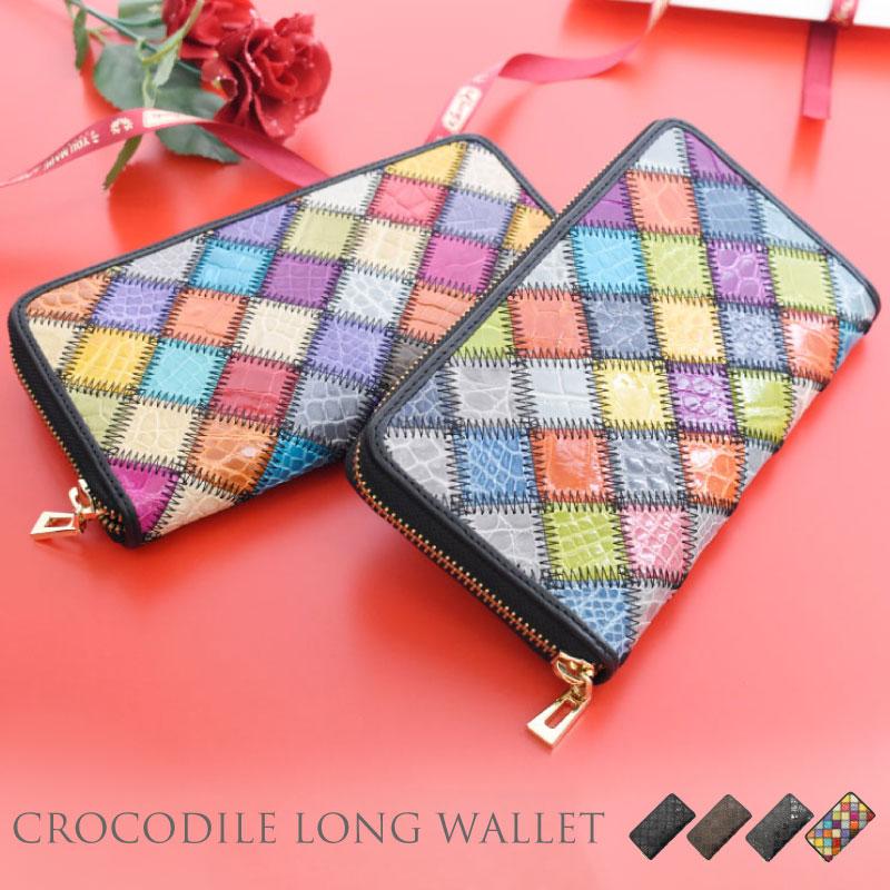 MGSABLE 長財布 クロコダイル レディース ラウンド シャイニング MGSABLE 長財布 クロコダイル レディース ラウンド シャイニング