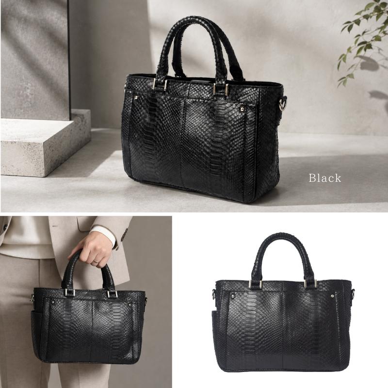 ダイヤモンドパイソン トートバッグ 本革 2WAY ショルダーバッグ メンズ レディース 蛇革 ハンドバッグ 軽量 男女兼用 軽い ヘビ革 高級 レザー ギフト 送料無料の画像