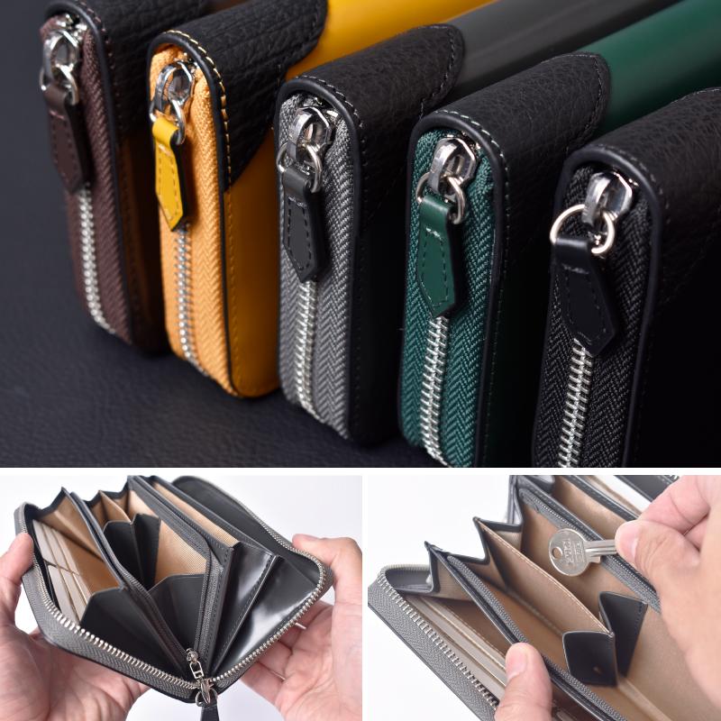 MGSABLE 長財布 メンズ 本革 シャイニング レザー 艶 小銭入れに仕切り