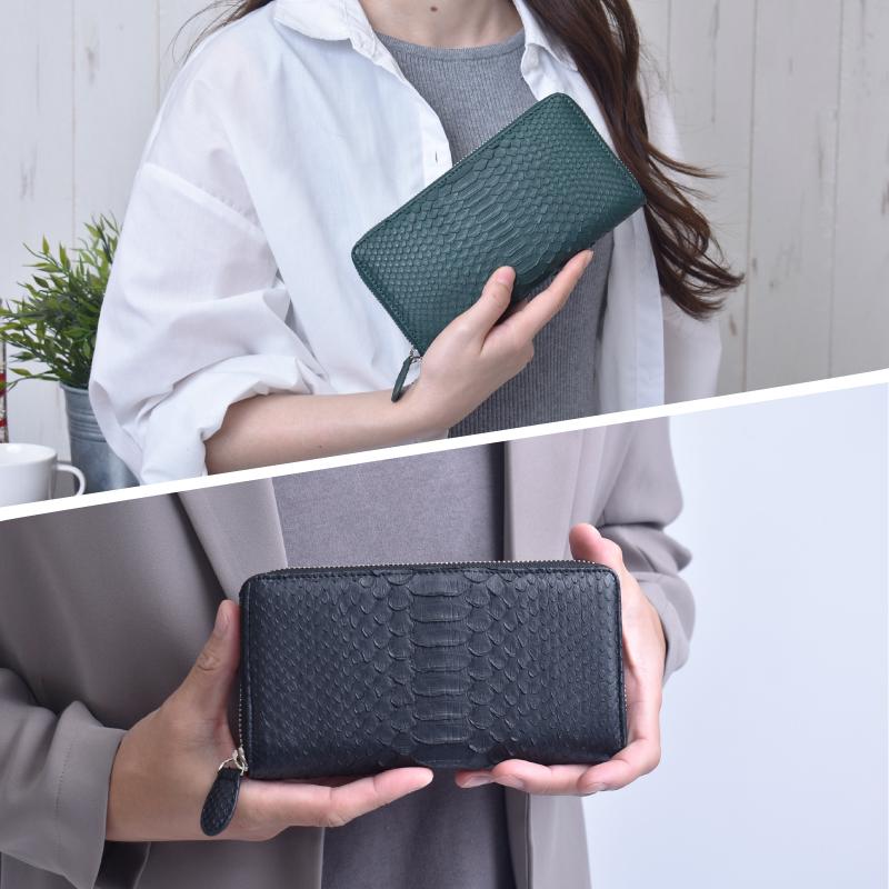 MGSABLE 長財布 蛇革 パイソン レディース メンズ ラウンド 財布 MGSABLE 長財布 蛇革 パイソン レディース メンズ ラウンド 財布