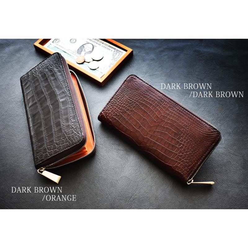 MGSABLE 長財布 クロコダイル メンズ レディース ワニ革 鰐 センター