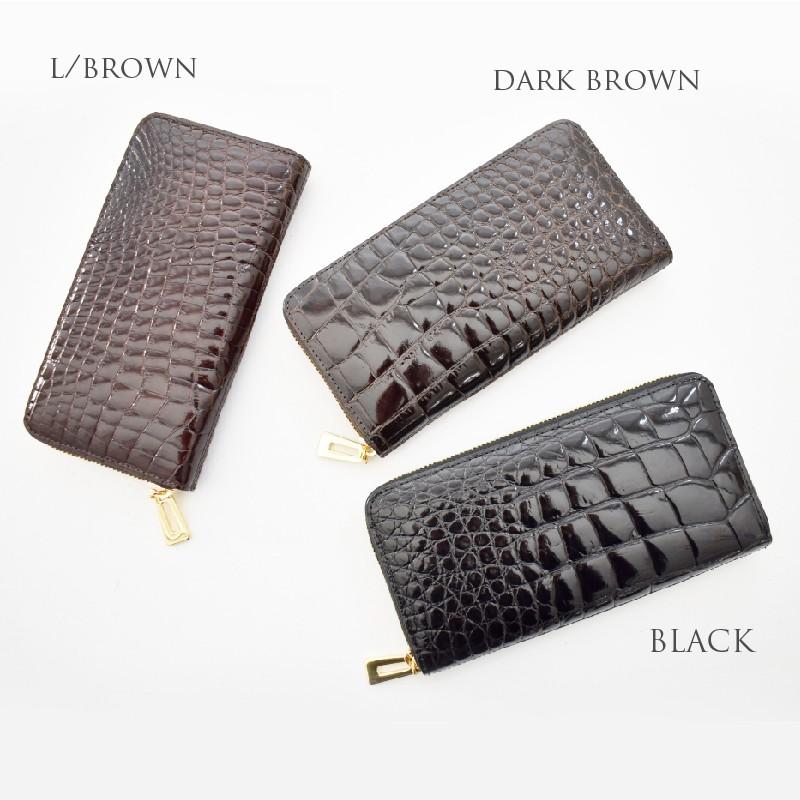 MGSABLE 長財布 クロコダイル 本革 シャイニング ラウンド