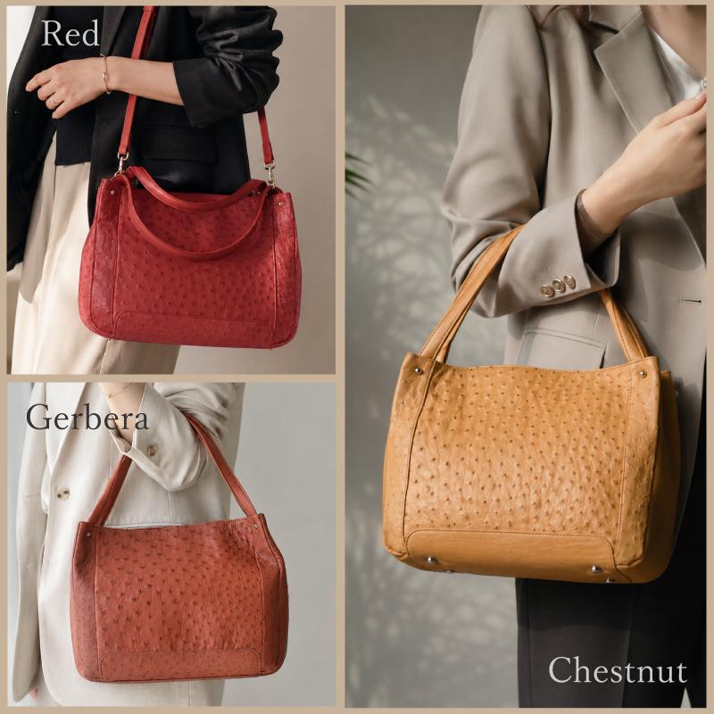 ハンドバッグ オーストリッチ 2way ショルダーバッグ 鞄 本革 本物