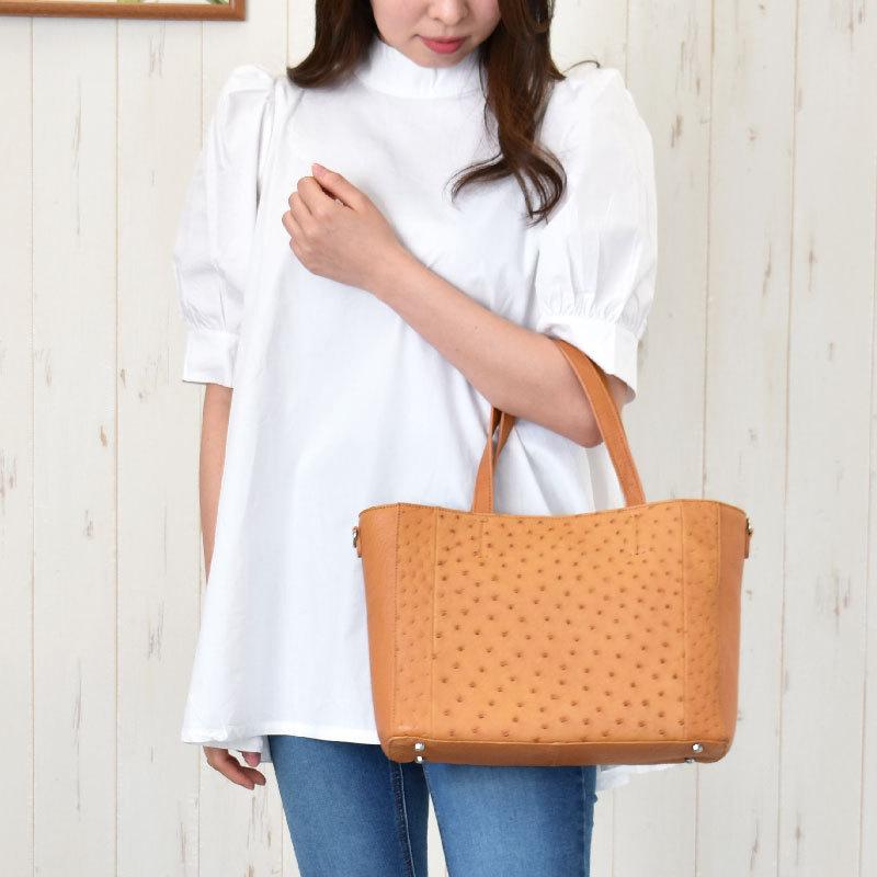 MGSABLE オーストリッチ ハンドバッグ レディース 本革 2way MGSABLE オーストリッチ ハンドバッグ レディース 本革 2way