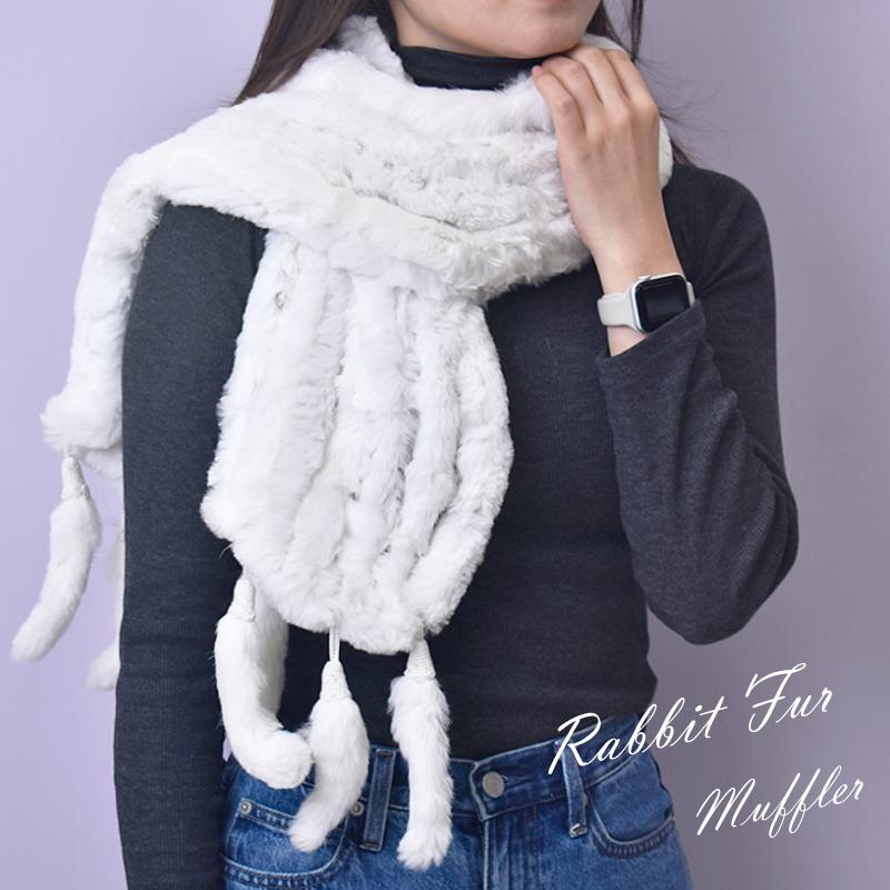 MGSABLE マフラー ショール レディース ラビット ファー リアル