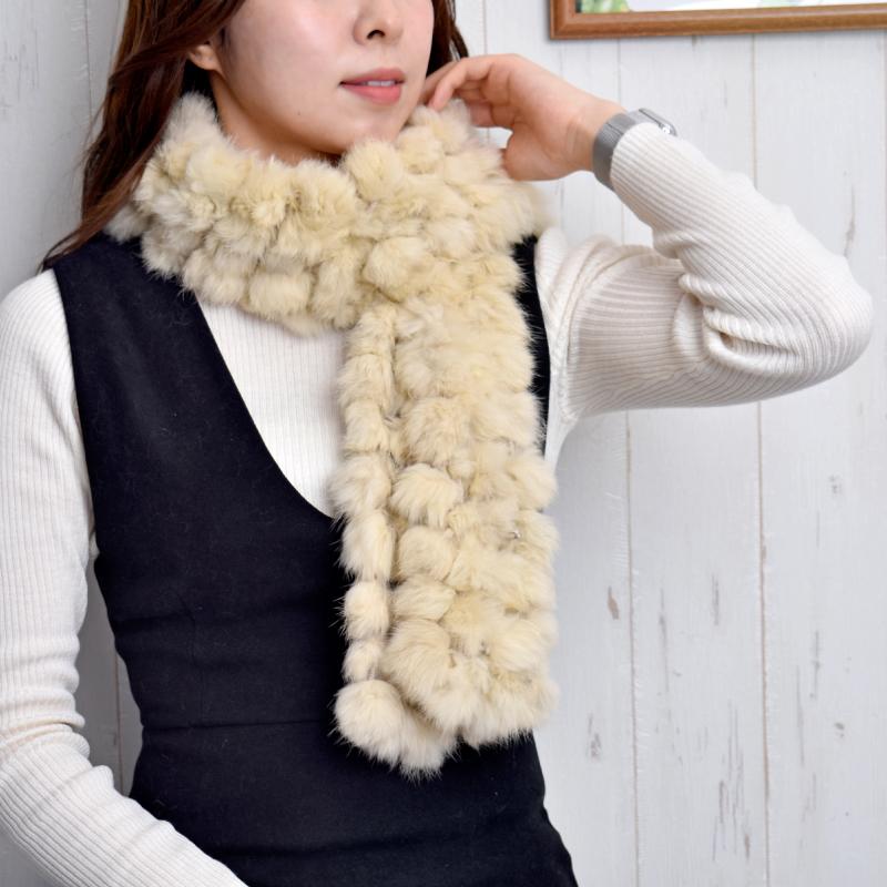 MGSABLE マフラー レディース ラビット リアルファー 温活 やさしい 肌