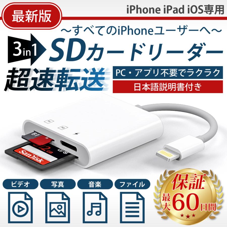 SDカードリーダー、iPhone iPad 写真 動画転送