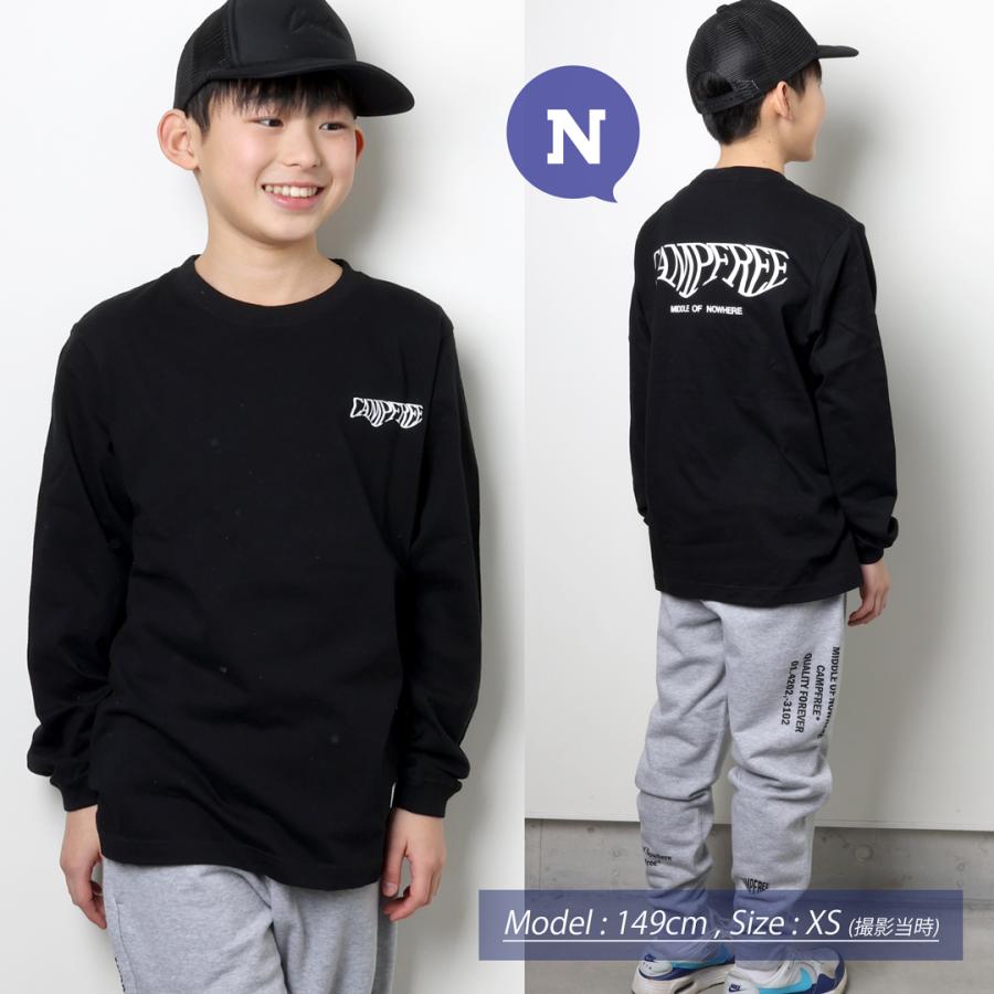 CAMPFREE コットンTシャツ ロンT ロングtシャツ ジュニア 袖プリント
