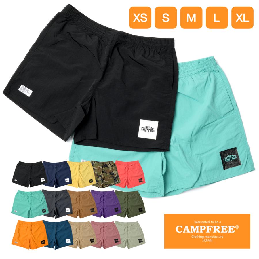ショートパンツ メンズ 大きめ CAMPFREE 涼しい 刺繍ロゴ ナイロン