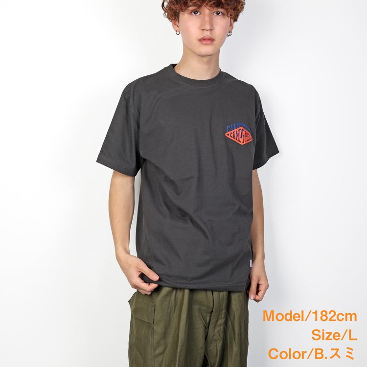 ティシャツ Tシャツ メンズ 半袖 同色 プリント ワンポイント ロゴ