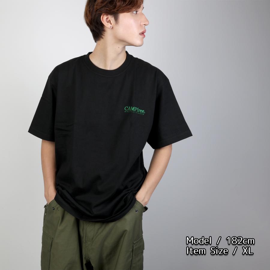 ティシャツ Tシャツ メンズ CAMPFREE コットン 半袖 刺繍 7.4oz やや