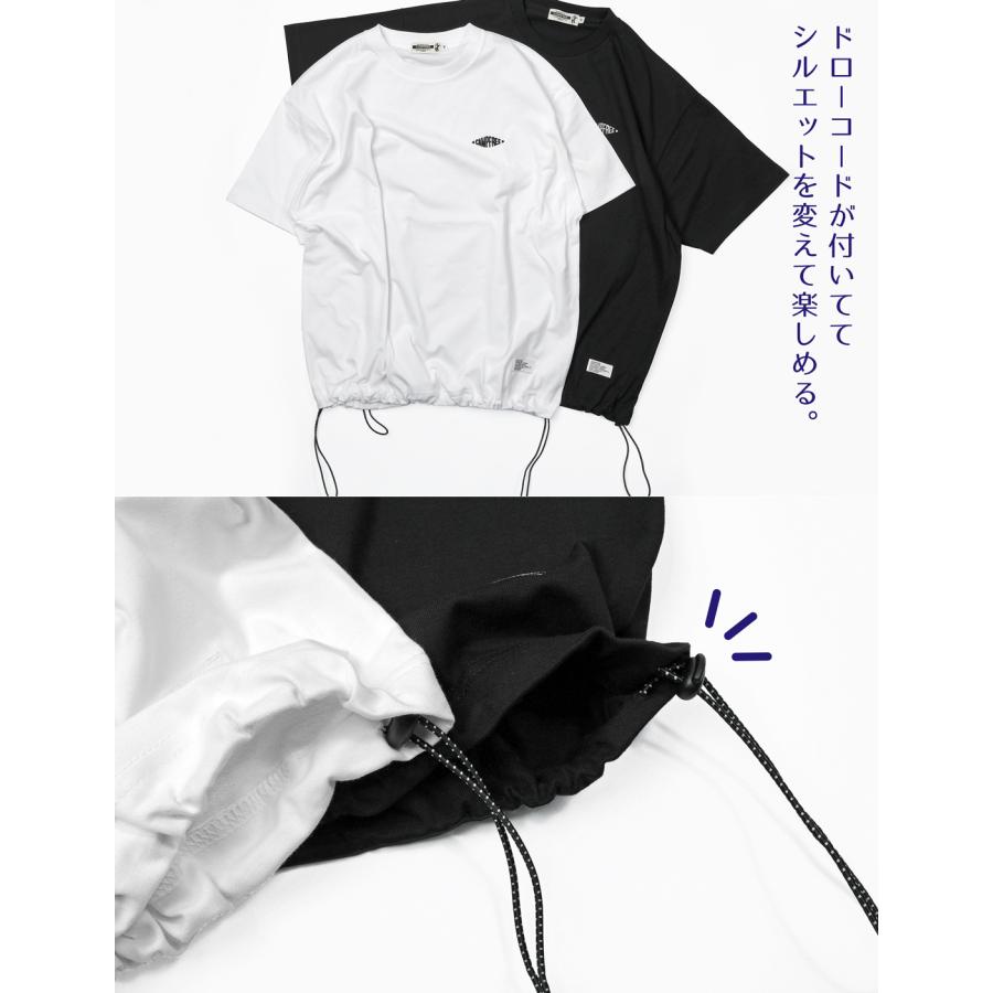 Tシャツ メンズ 半袖 6.5oz 裾ドローコード メンズtシャツ ワン