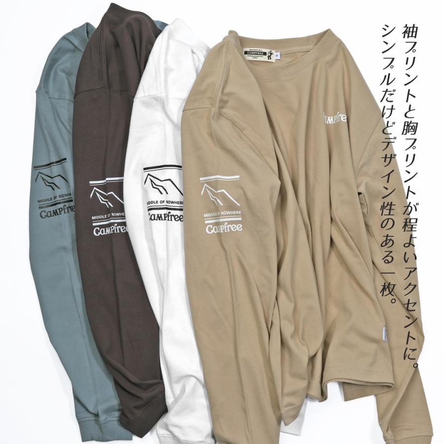 CAMPFREE ティシャツ メンズ ロンT ロゴプリント ワンポイント 袖