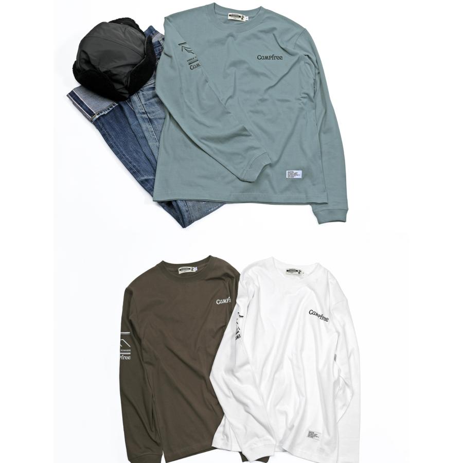 CAMPFREE ティシャツ メンズ ロンT ロゴプリント ワンポイント 袖