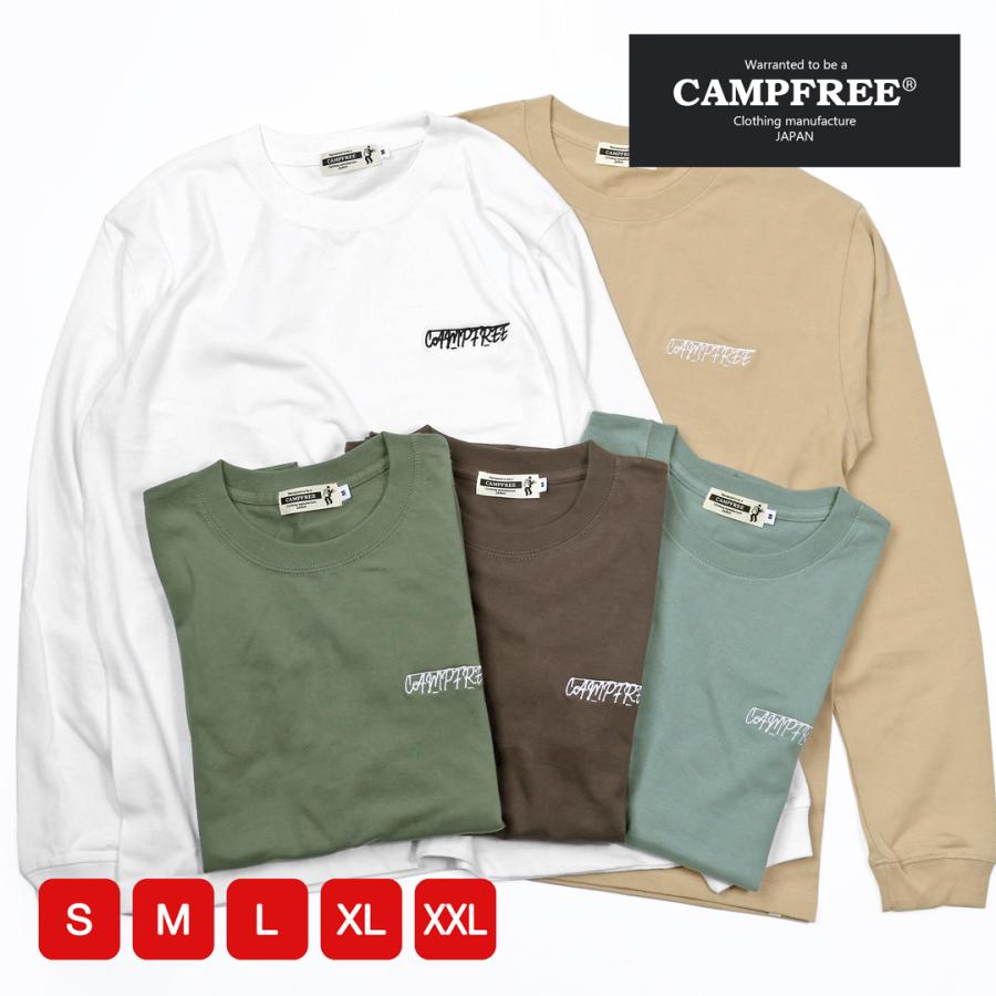 ロゴプリント 長袖トップス 34 CAMPFREE ティシャツ メンズ ロンT ロゴプリント ワンポイント 袖