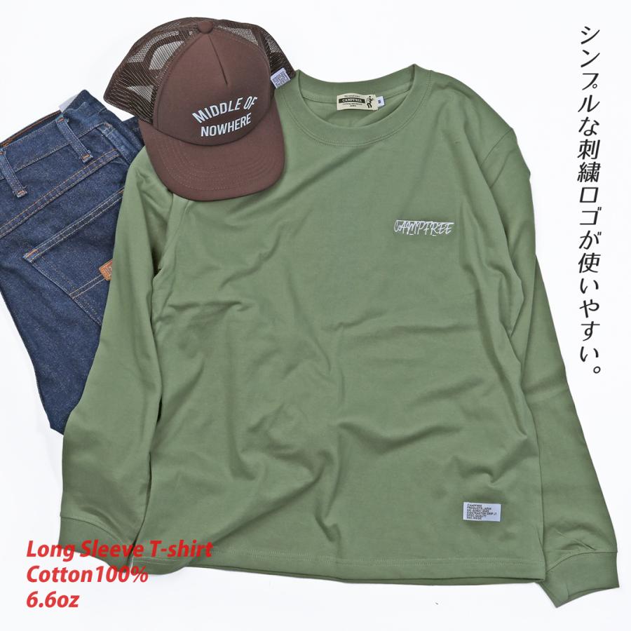 CAMPFREE ティシャツ メンズ ロンT ロゴプリント ワンポイント 袖