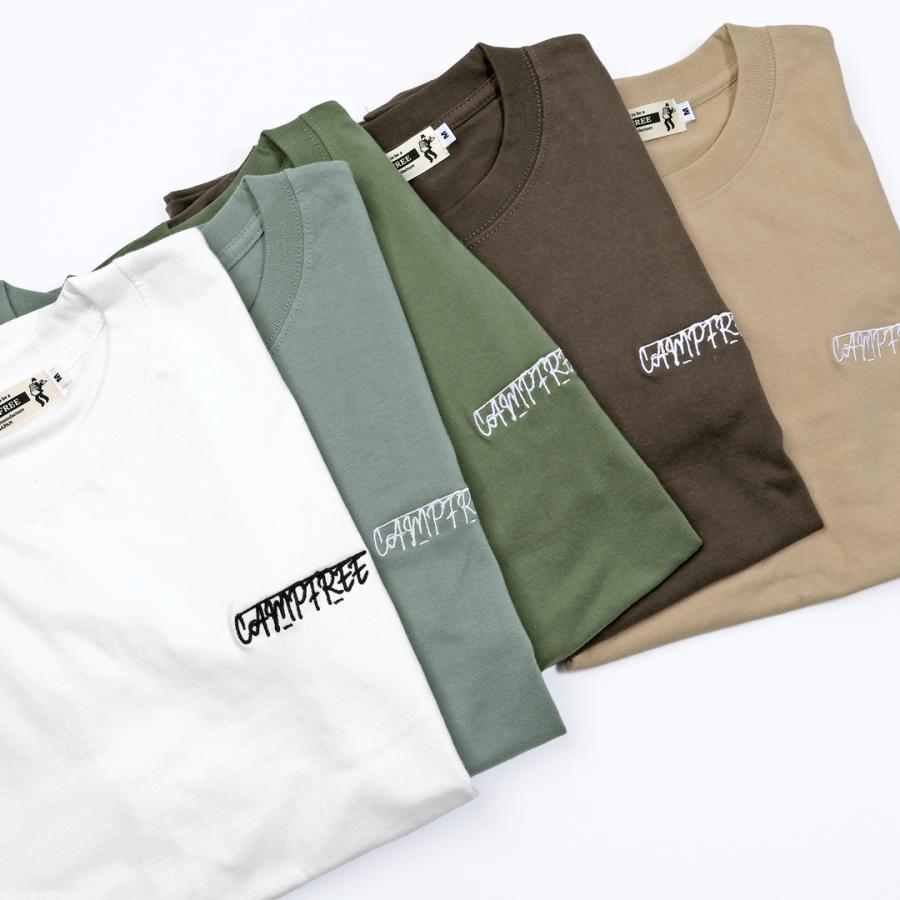 CAMPFREE ティシャツ メンズ ロンT ロゴプリント ワンポイント 袖