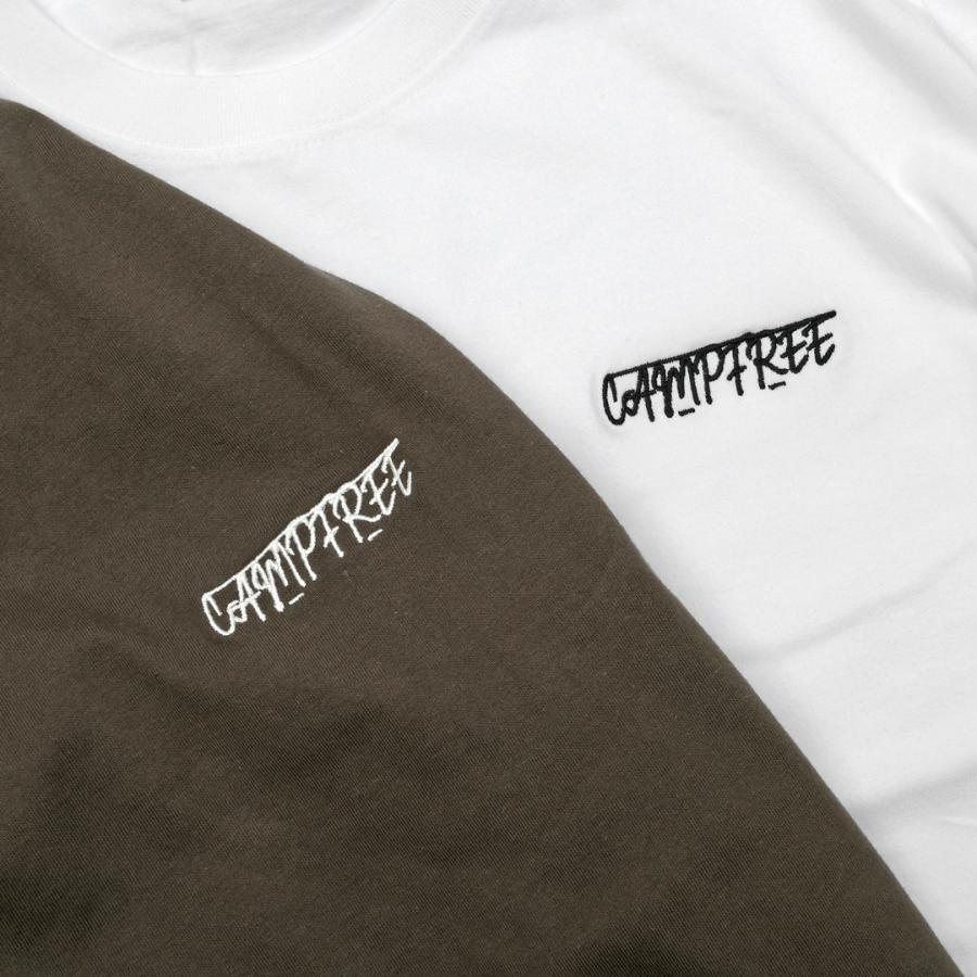 CAMPFREE ティシャツ メンズ ロンT ロゴプリント ワンポイント 袖