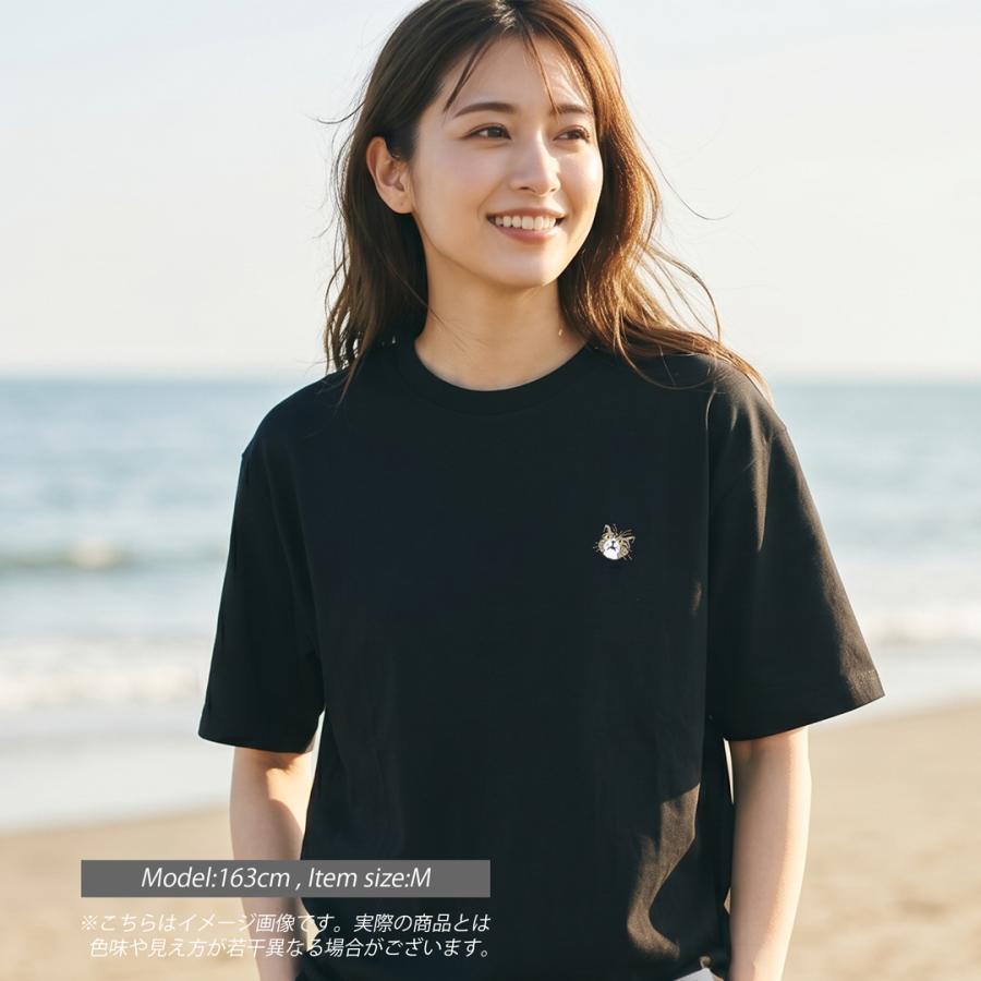 猫 Tシャツ 半袖 CAMPFREE ロゴtシャツ メンズ 6.5oz 刺繍 ネコ ねこ