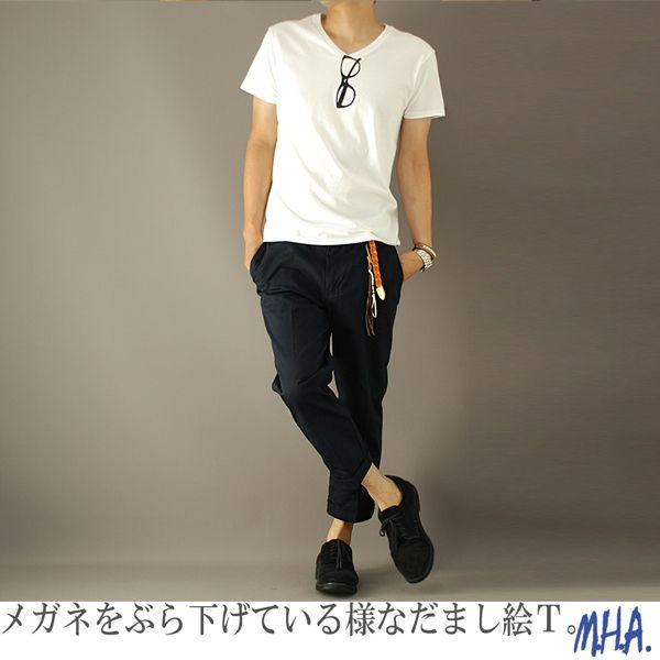 メール便 送料無料 Tシャツ 半袖 メガネ カラー だまし絵tシャツ Mha プリント レディース メンズ ユニセックス M H A Style 通販 Yahoo ショッピング