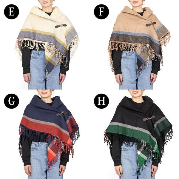 ポンチョストール 襟付き 送料無料 ポンチョ ストール ケープ チェック柄 レディース メンズ ユニセックス 大判 フード チェック フード付き ボタン M H A Style 通販 Yahoo ショッピング